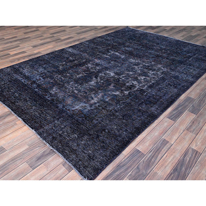Overdyed & Vintage Wool Hand Knotted Rug Blue Blue 6.5X10.3 -O086110