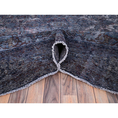 Overdyed & Vintage Wool Hand Knotted Rug Blue Blue 6.5X10.3 -O086110