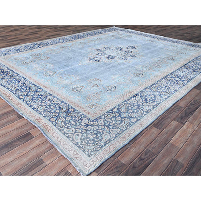Overdyed & Vintage Wool Hand Knotted Rug Blue Blue 10.0X12.9 -O086111