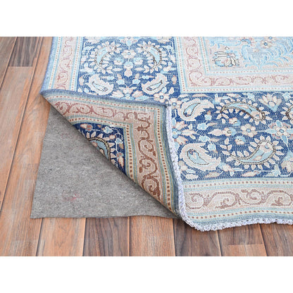 Overdyed & Vintage Wool Hand Knotted Rug Blue Blue 10.0X12.9 -O086111
