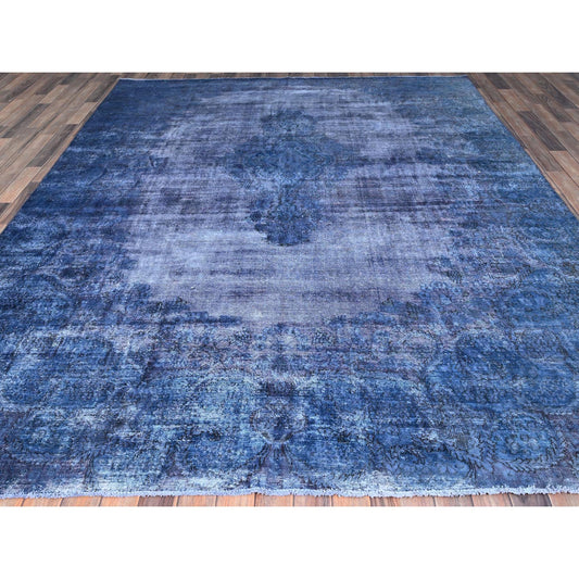 Overdyed & Vintage Wool Hand Knotted Rug Blue Blue 8.3X10.9 -O086112