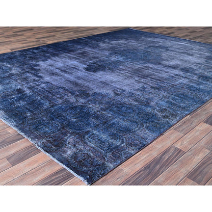 Overdyed & Vintage Wool Hand Knotted Rug Blue Blue 8.3X10.9 -O086112