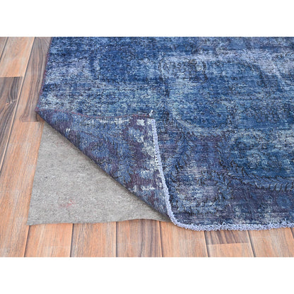 Overdyed & Vintage Wool Hand Knotted Rug Blue Blue 8.3X10.9 -O086112