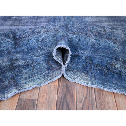 Overdyed & Vintage Wool Hand Knotted Rug Blue Blue 8.3X10.9 -O086112