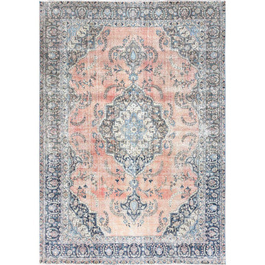 Overdyed & Vintage Wool Hand Knotted Rug Brown Blue 9.0X13.0 -O086114