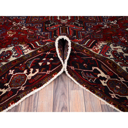 Heriz Wool Hand Knotted Rug Red Black 7.1X10.4 -O086124