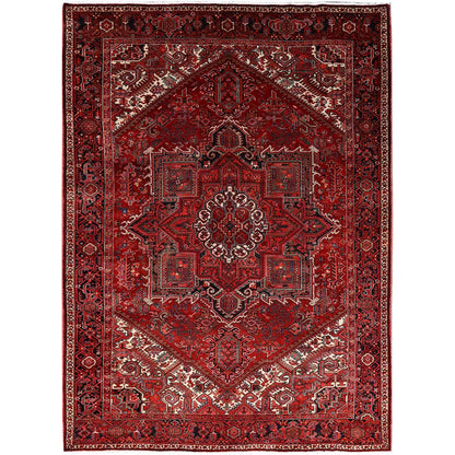 Heriz Wool Hand Knotted Rug Red Black 8.1X10.11 -O086130