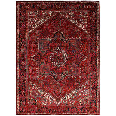 Heriz Wool Hand Knotted Rug Red Black 8.1X10.11 -O086130