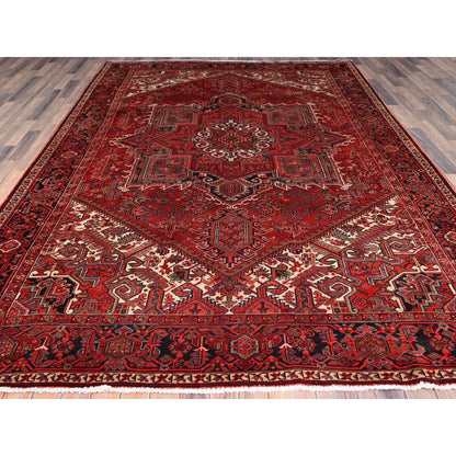 Heriz Wool Hand Knotted Rug Red Black 8.1X10.11 -O086130