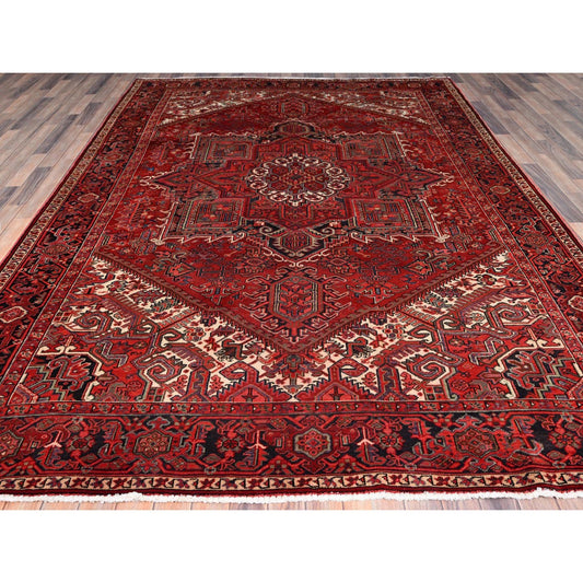 Heriz Wool Hand Knotted Rug Red Black 8.1X10.11 -O086130
