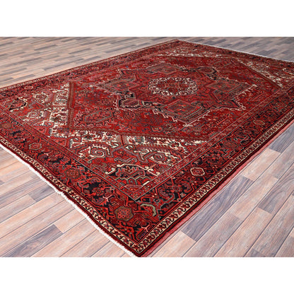 Heriz Wool Hand Knotted Rug Red Black 8.1X10.11 -O086130