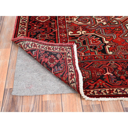 Heriz Wool Hand Knotted Rug Red Black 8.1X10.11 -O086130