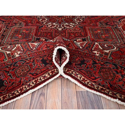 Heriz Wool Hand Knotted Rug Red Black 8.1X10.11 -O086130