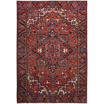 Heriz Wool Hand Knotted Rug Red Black 7.9X11.3 -O086141