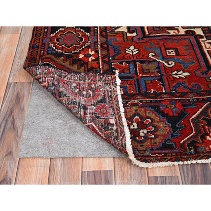 Heriz Wool Hand Knotted Rug Red Black 7.9X11.3 -O086141