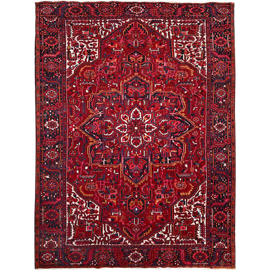 Heriz Wool Hand Knotted Rug Red Black 9.7X12.6 -O086143