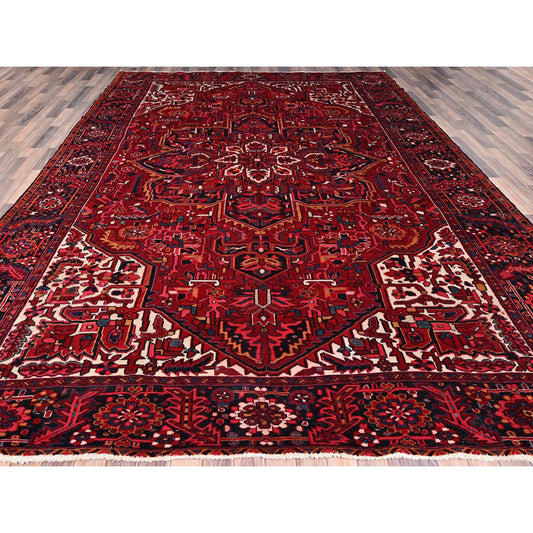 Heriz Wool Hand Knotted Rug Red Black 9.7X12.6 -O086143