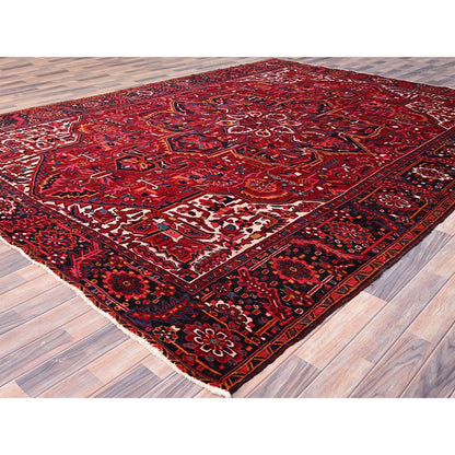 Heriz Wool Hand Knotted Rug Red Black 9.7X12.6 -O086143
