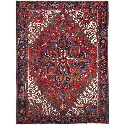 Heriz Wool Hand Knotted Rug Red Blue 8.4X11.1 -O086145