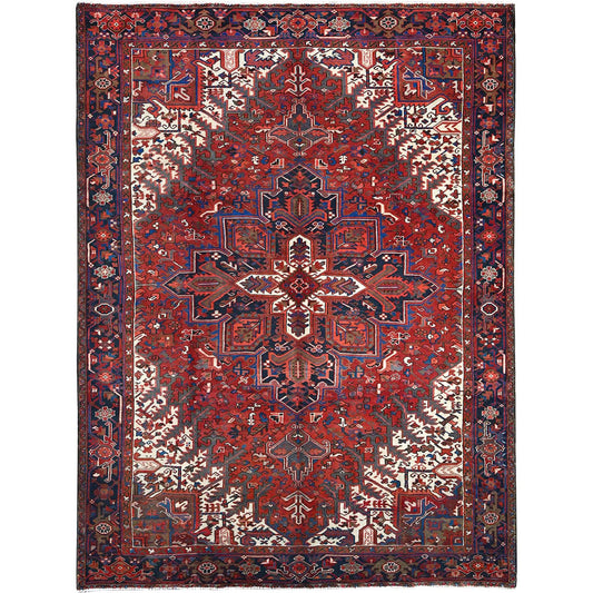 Heriz Wool Hand Knotted Rug Red Blue 8.4X11.1 -O086145