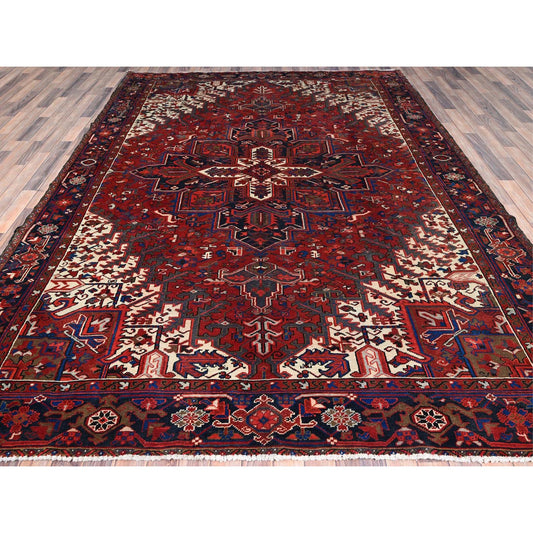 Heriz Wool Hand Knotted Rug Red Blue 8.4X11.1 -O086145