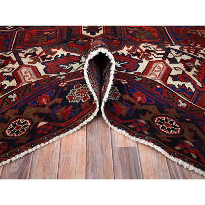 Heriz Wool Hand Knotted Rug Red Blue 8.4X11.1 -O086145