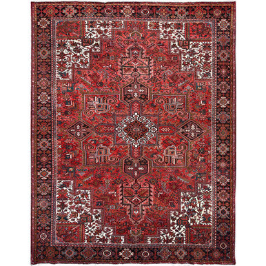 Heriz Wool Hand Knotted Rug Red Black 9.11X12.7 -O086146
