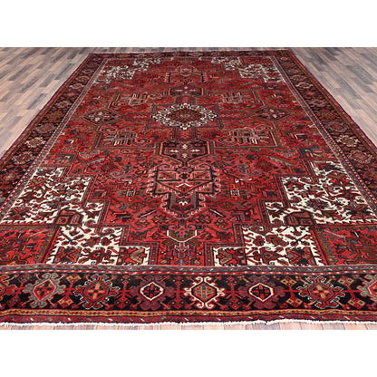 Heriz Wool Hand Knotted Rug Red Black 9.11X12.7 -O086146