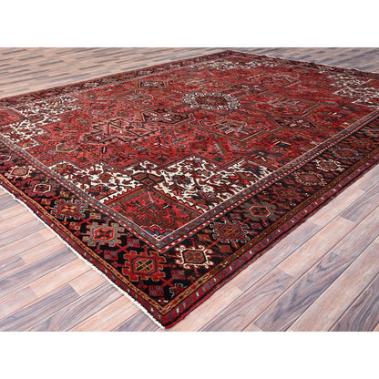 Heriz Wool Hand Knotted Rug Red Black 9.11X12.7 -O086146