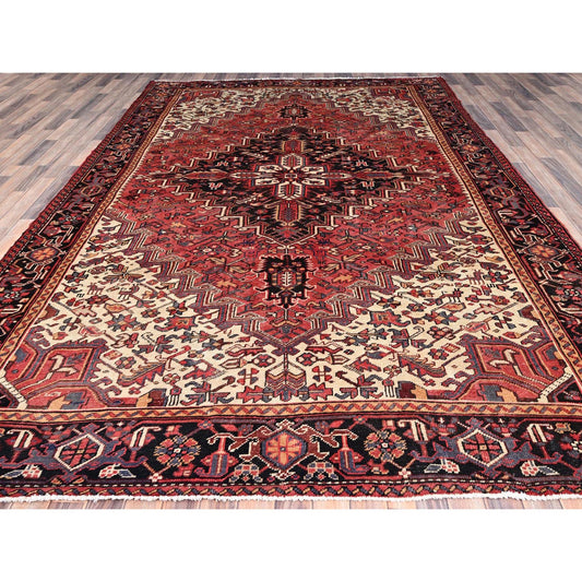 Heriz Wool Hand Knotted Rug Red Black 8.3X11.11 -O086147