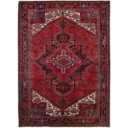 Heriz Wool Hand Knotted Rug Red Black 8.0X11.0 -O086149