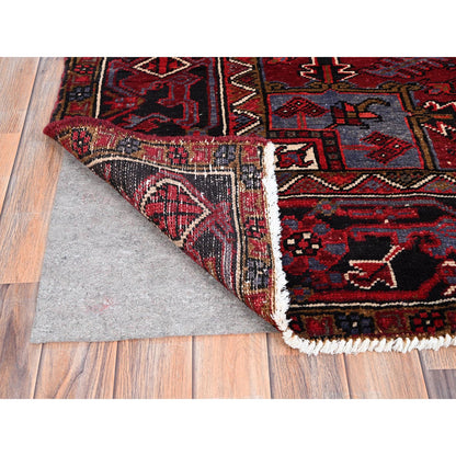Heriz Wool Hand Knotted Rug Red Black 8.0X11.0 -O086149
