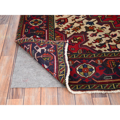 Heriz Wool Hand Knotted Rug Red Blue 6.4X9.3 -O086151