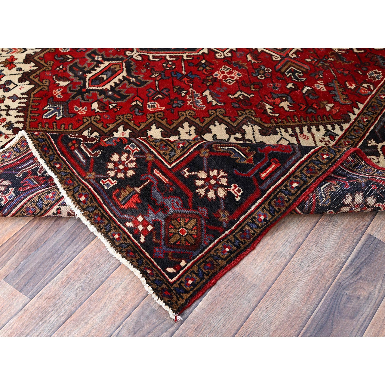 Red 6'8" x 9'5" Traditional Hand knotted Wool Rug - Sku: O086153