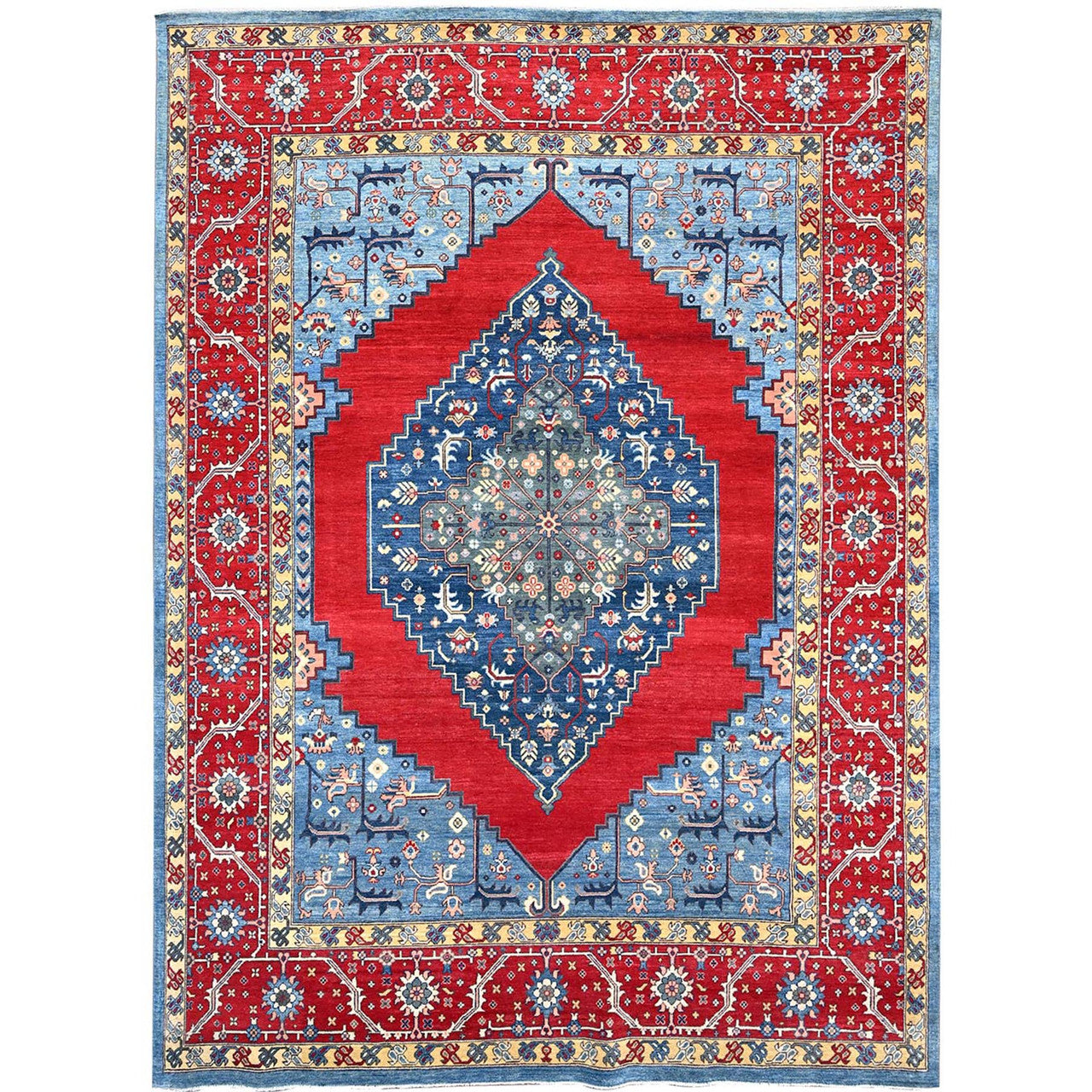 Red 8'10" x 11'11" Heriz Hand knotted Wool Rug - Sku: O086157