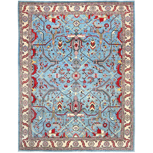 Heriz Wool Hand Knotted Rug Blue Ivory 9.0X11.10 -O086158