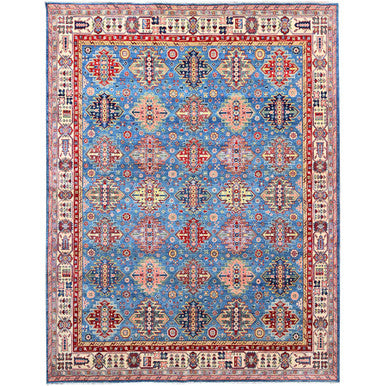 Kazak Wool Hand Knotted Rug Blue Beige 8.0X10.3 -O086159