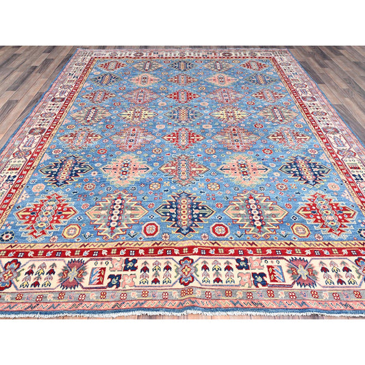 Kazak Wool Hand Knotted Rug Blue Beige 8.0X10.3 -O086159