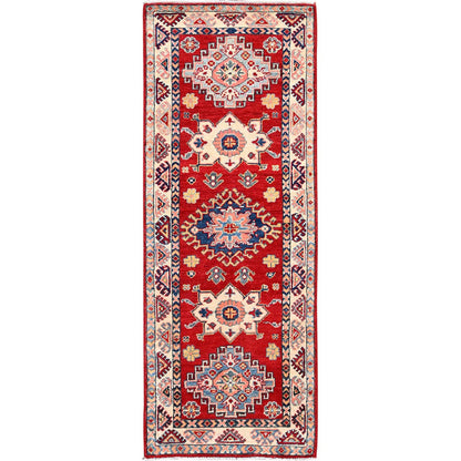 Kazak Wool Hand Knotted Rug Red Ivory 2.1X5.6 -O086168