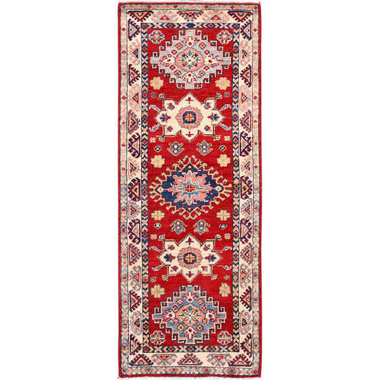 Kazak Wool Hand Knotted Rug Red Ivory 2.1X5.6 -O086168