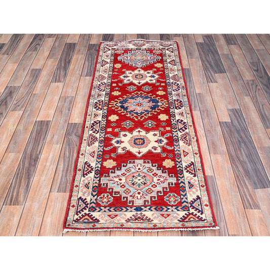 Kazak Wool Hand Knotted Rug Red Ivory 2.1X5.6 -O086168
