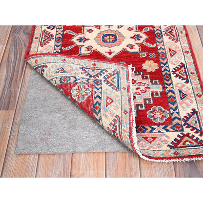 Kazak Wool Hand Knotted Rug Red Ivory 2.1X5.6 -O086168