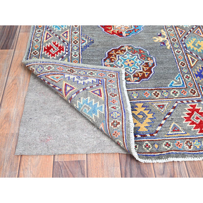 Kazak Wool Hand Knotted Rug Grey Gray 2.9X4.4 -O086170