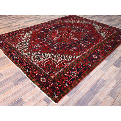 Heriz Wool Hand Knotted Rug Red Blue 7.1X9.6 -O086174