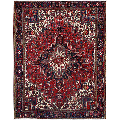 Heriz Wool Hand Knotted Rug Red Blue 8.11X11.3 -O086177