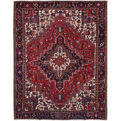 Heriz Wool Hand Knotted Rug Red Blue 8.11X11.3 -O086177