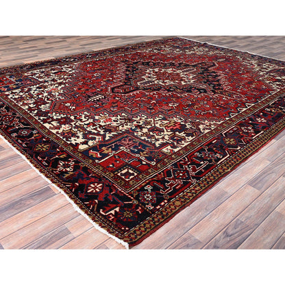 Heriz Wool Hand Knotted Rug Red Blue 8.11X11.3 -O086177