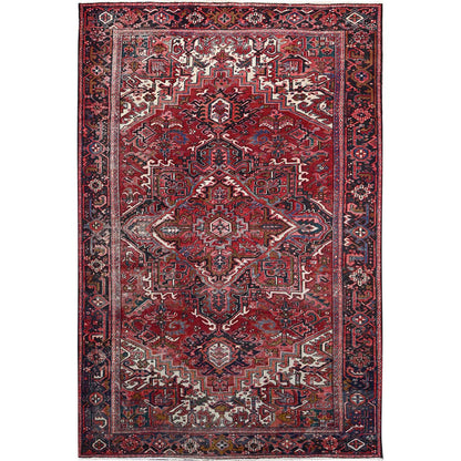 Heriz Wool Hand Knotted Rug Red Black 7.6X11.6 -O086178