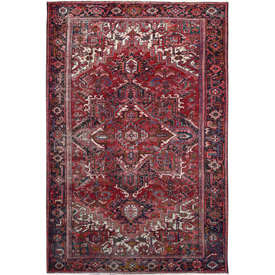 Heriz Wool Hand Knotted Rug Red Black 7.6X11.6 -O086178