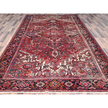 Heriz Wool Hand Knotted Rug Red Black 7.6X11.6 -O086178